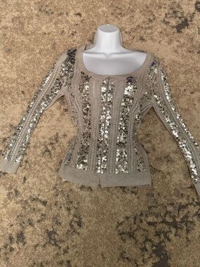 American Eagle Outfitters Light Gray Knit Sweater